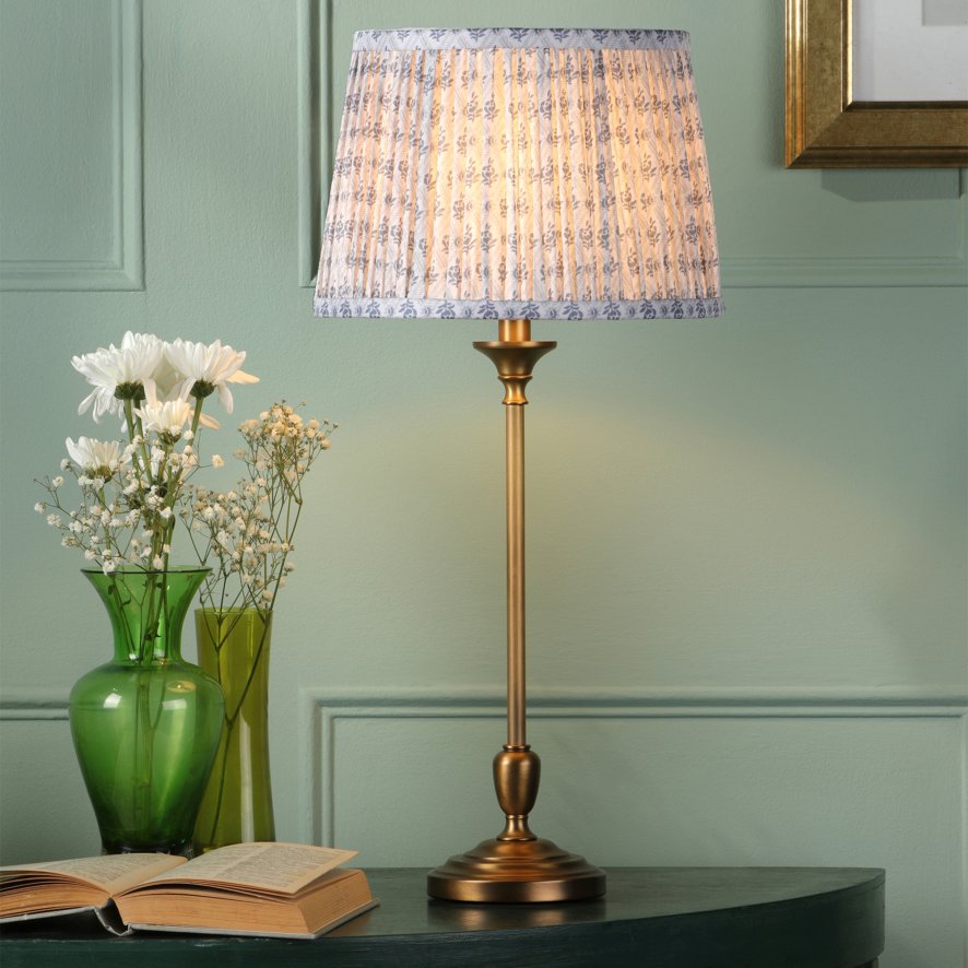English Heritage Lighting English Heritage - Belsay Hall Table Lamp Antique Bronze With Shade