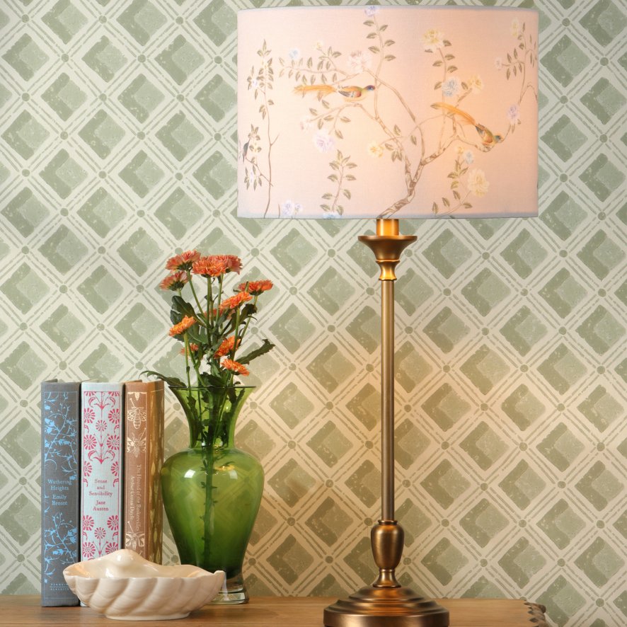 English Heritage Lighting English Heritage - Belsay Hall Table Lamp Antique Bronze With Shade
