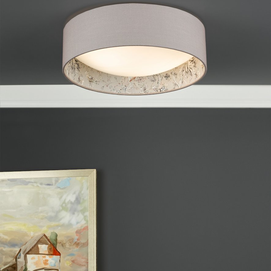 English Heritage Lighting English Heritage - Birch 2 Light Flush Taupe and Multi Coloured