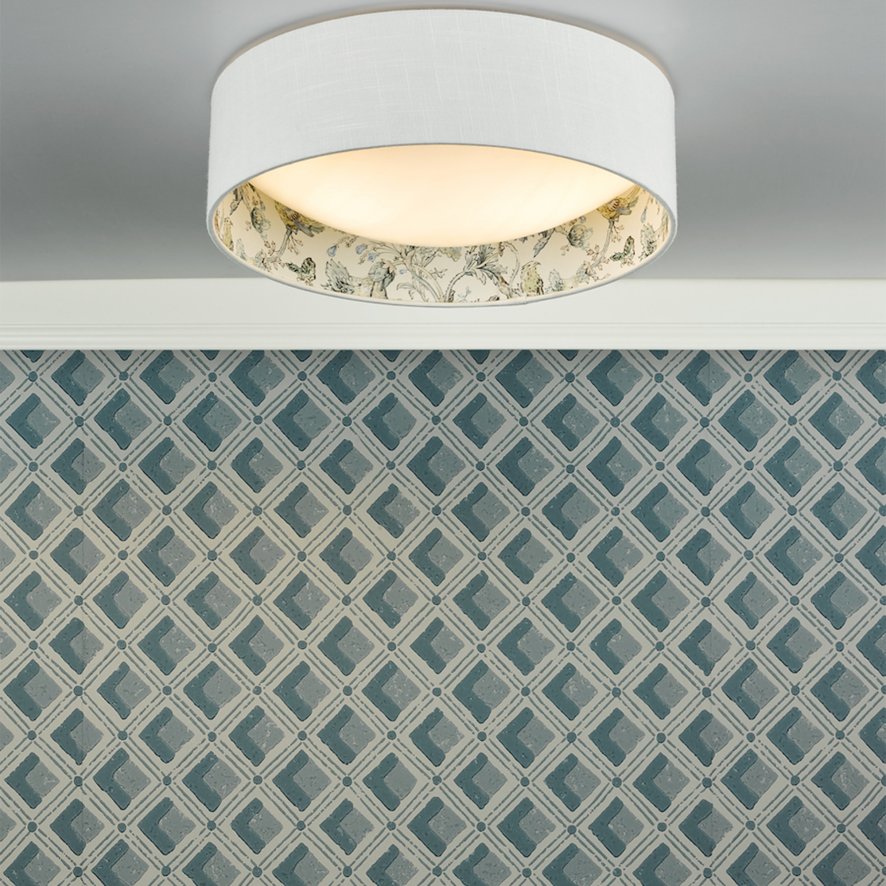 English Heritage Lighting English Heritage - Delft 2 Light Flush Ivory and Multi Coloured