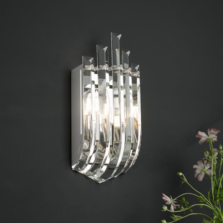 English Heritage Lighting English Heritage - Eltham 2 Light Wall Light Polished Nickel and Crystal