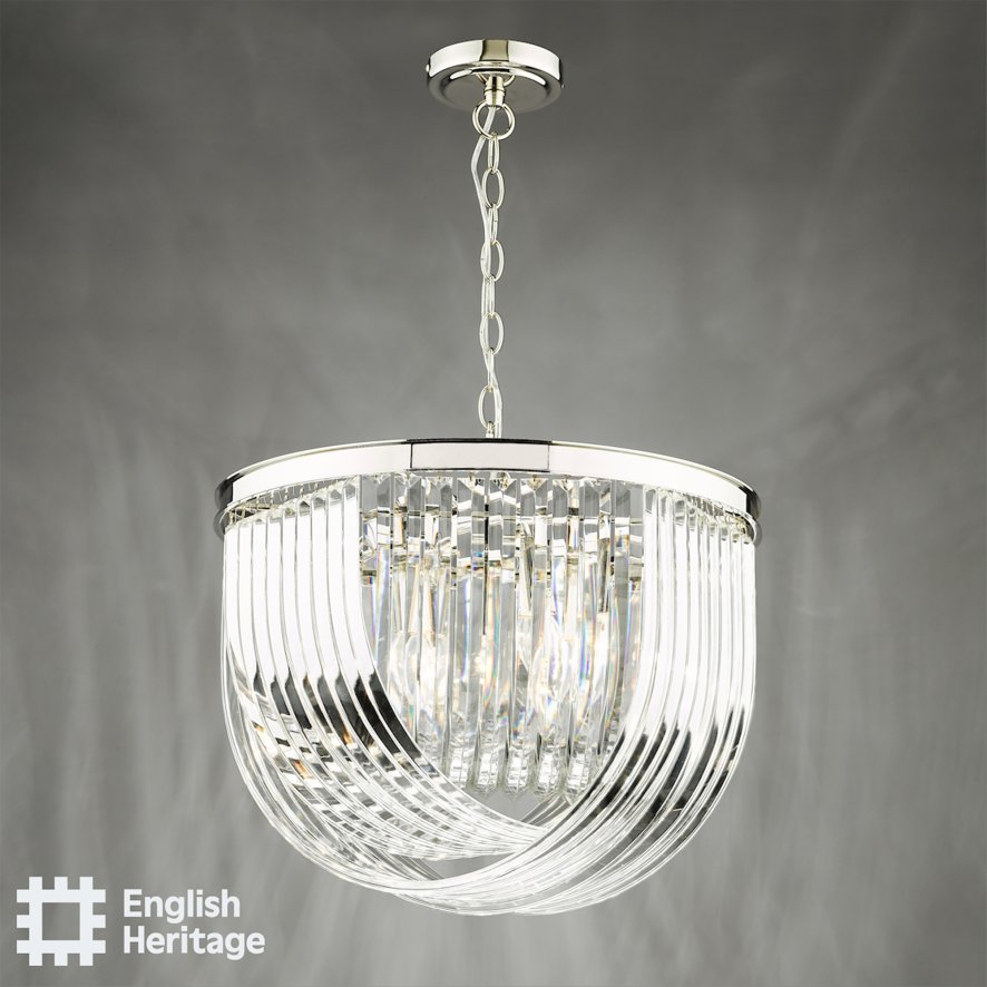 English Heritage Lighting English Heritage - Eltham 4 Light Pendant Polished Nickel and Crystal