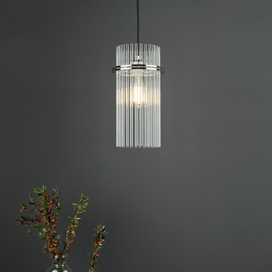 English Heritage Lighting English Heritage - Eltham Pendant Polished Nickel and Glass