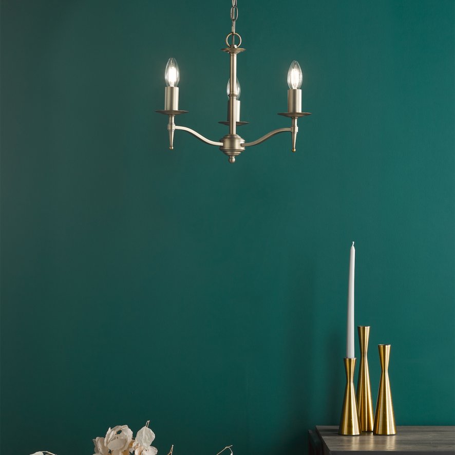 English Heritage Lighting English Heritage - Marble Hill 3 Light Armed Pendant Aged Brass Fitting Only