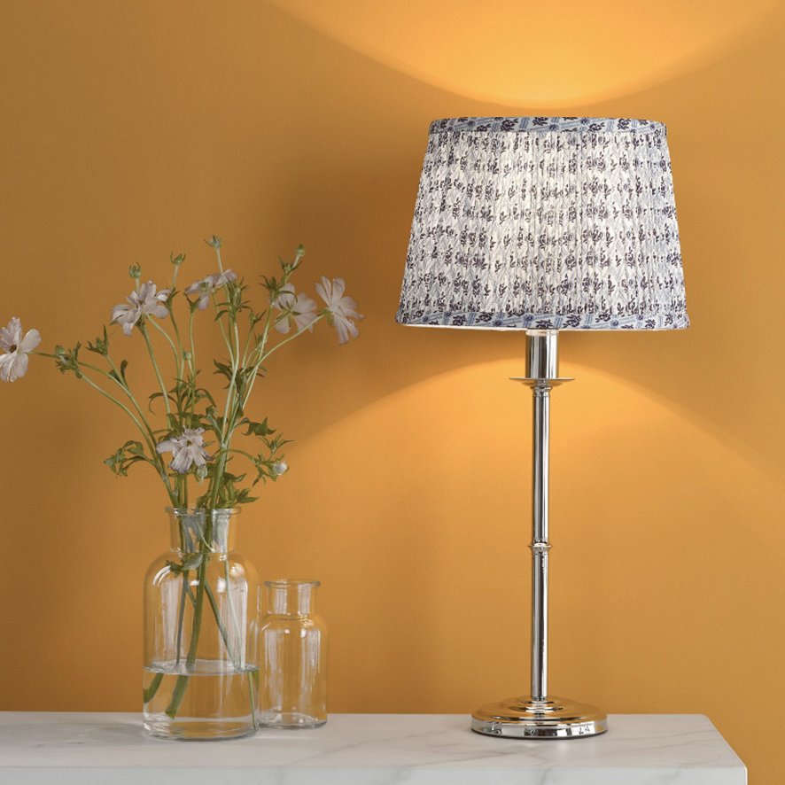English Heritage Lighting English Heritage - Marble Hill Table Lamp Polished Nickel With Shade