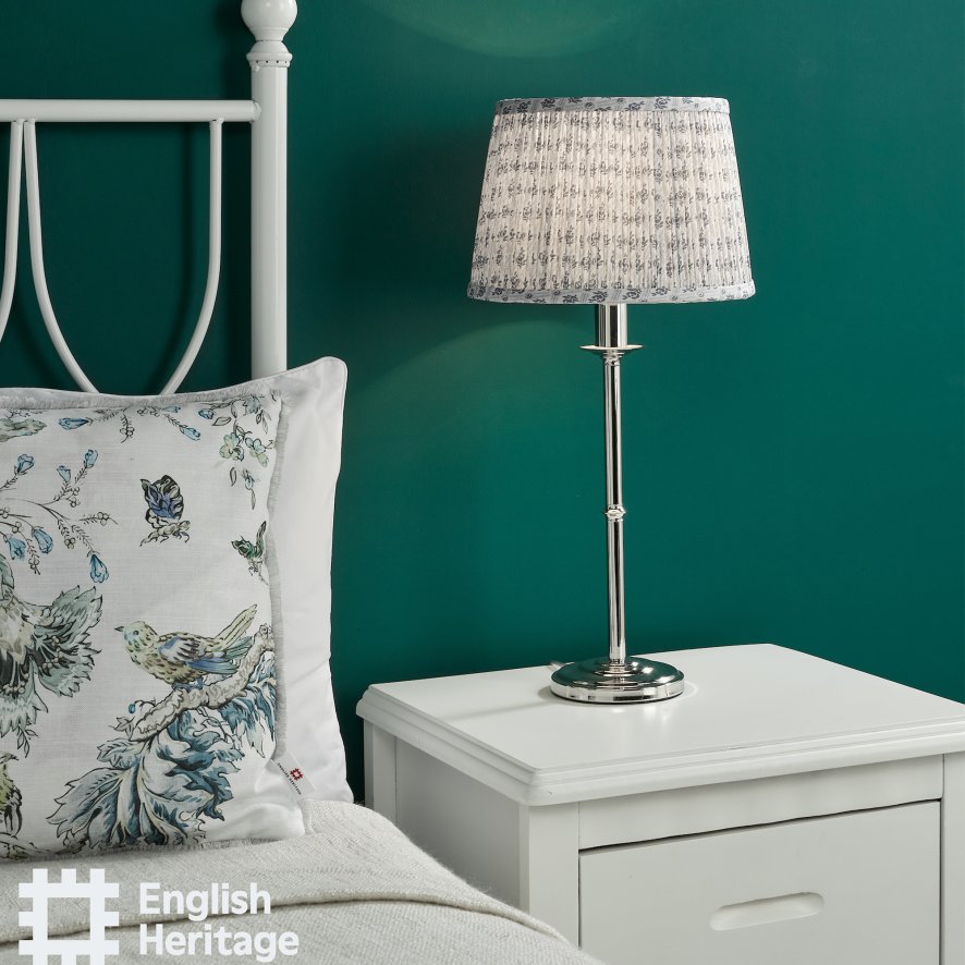 English Heritage Lighting English Heritage - Marble Hill Table Lamp Polished Nickel With Shade