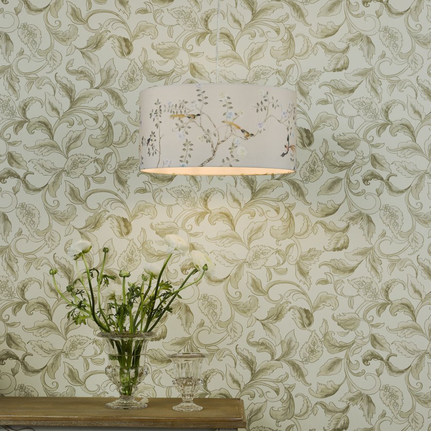 English Heritage Lighting English Heritage - Marble Hill Taupe Cotton Drum Shade (40cm)