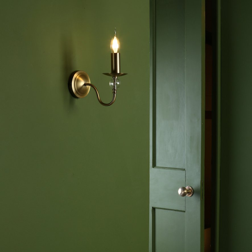 English Heritage Lighting English Heritage - Wrest Park Wall Light Aged Brass and Ribbed Glass