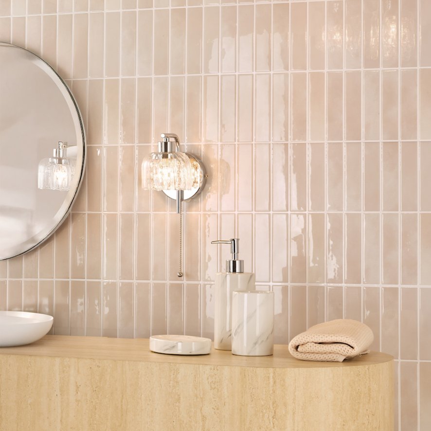 Dar Lighting Dar - Forseti Bathroom Wall Light Polished Chrome and Glass IP44