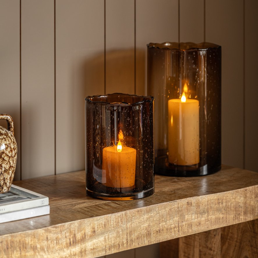 Gallery Direct Accessories - Edged Cut Glass Vase Brown Small