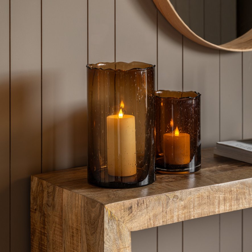 Gallery Direct Accessories - Edged Cut Glass Vase Brown Large