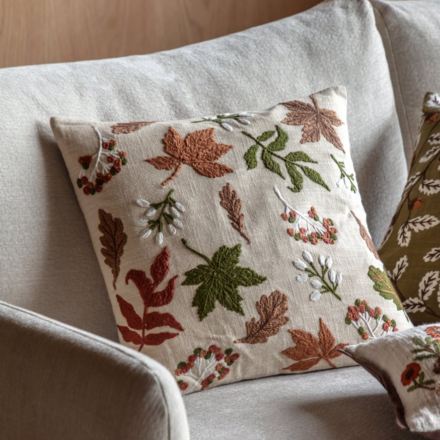 Gallery Direct Cushions - Leaves Embroidered Cushion