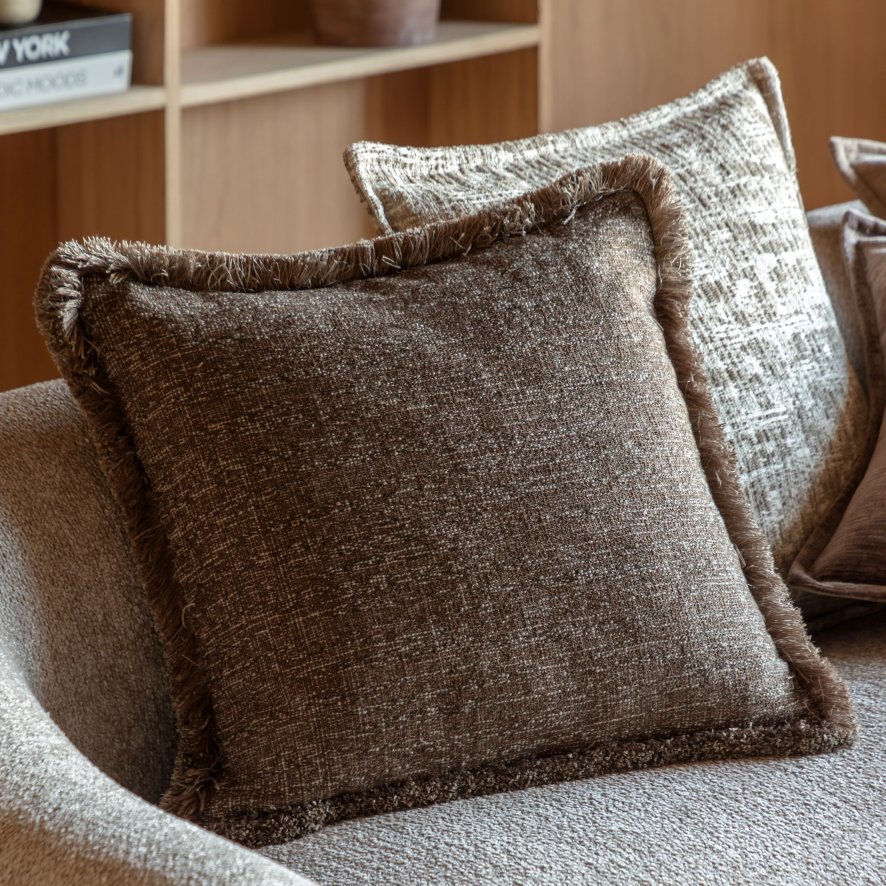 Gallery Direct Cushions - Solenne Fringe Cushion Mocha