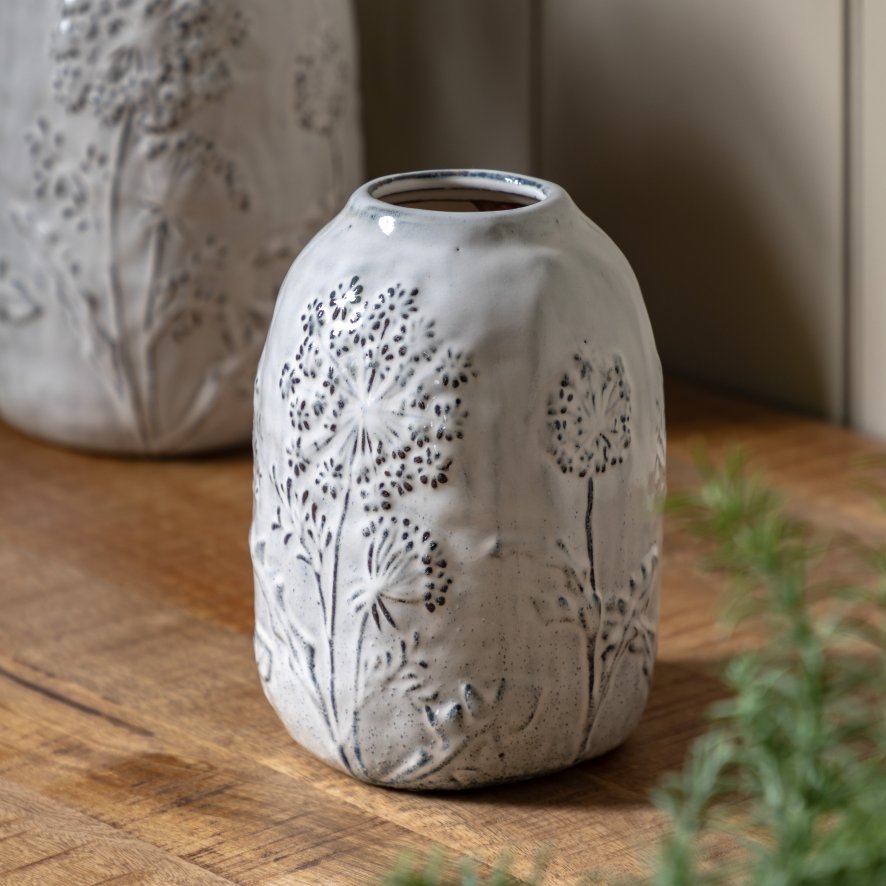 Gallery Direct Accessories - Meadow Embossed Ceramic Vase Stone (Large)