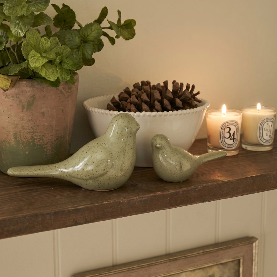Gallery Direct Accessories - Rustic Bird Sculpture Fennel Green Set of 2