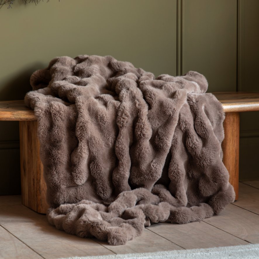 Gallery Direct Throws - Marshmallow Rabbit Faux Fur Mocha