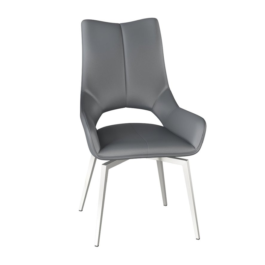 Torelli Furniture Ltd Spinello - Swivel Dining Chair (Grey Faux Leather)