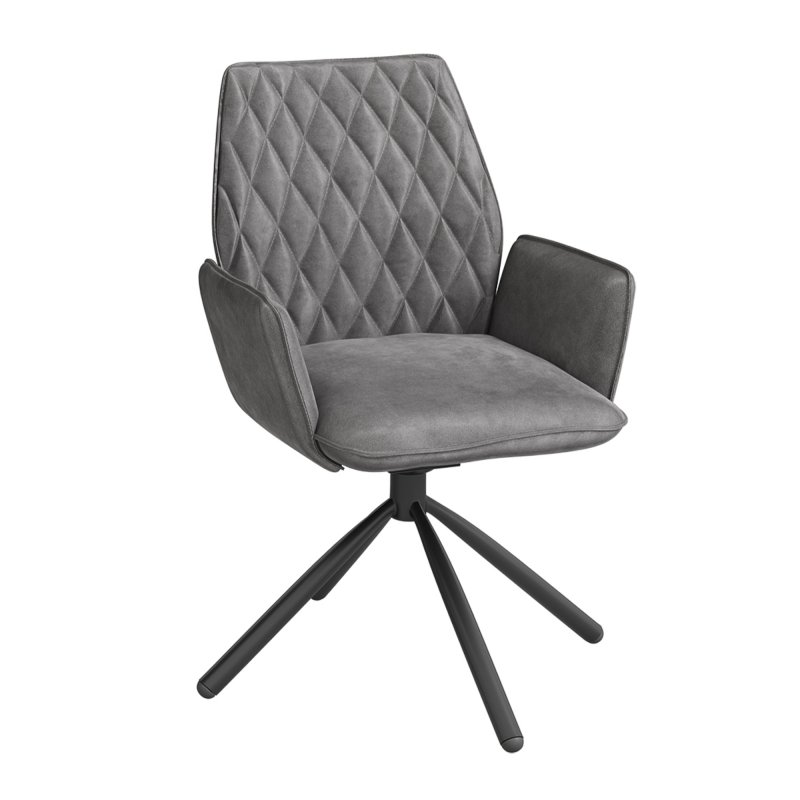 Torelli Furniture Ltd Zanetti - Swivel Dining Chair (Dark Grey Fabric)