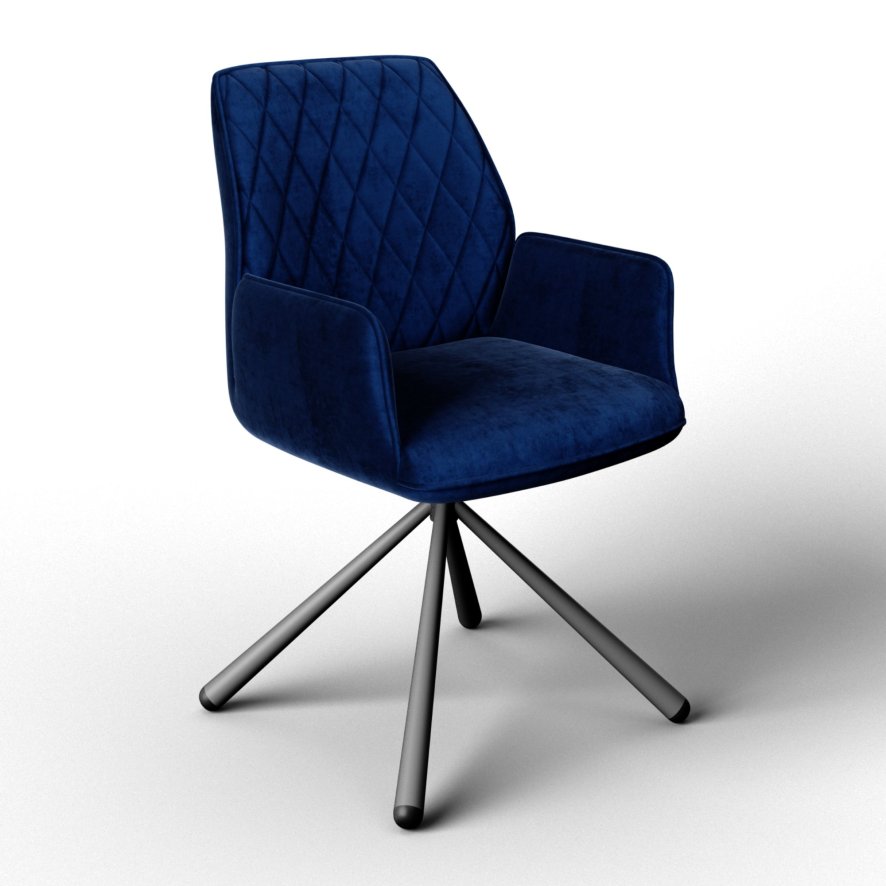 Torelli Furniture Ltd Zanetti - Swivel Dining Chair (Blue Fabric)