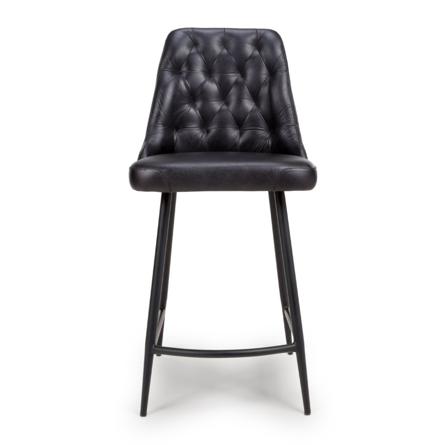 Furniture Link Bradley - Counter Dining Chair (Black Buffalo Leather)