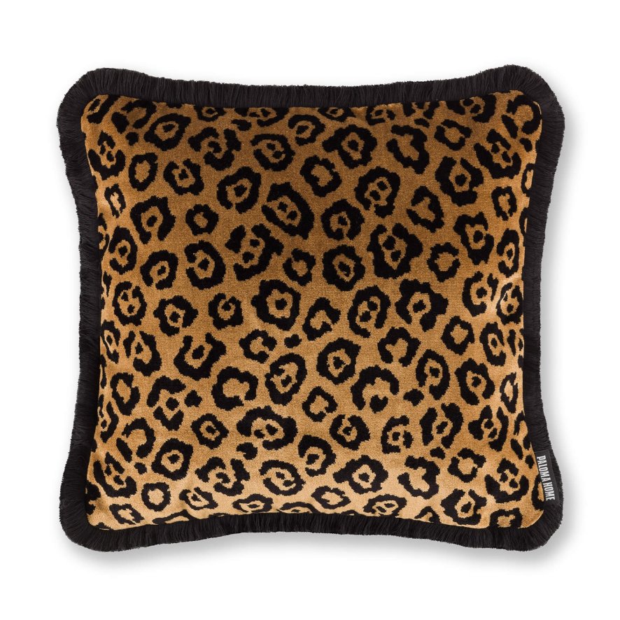 Paloma Home Paloma Home Cushions - Luxe Velvet Leopard Fibre Scatter Old Gold