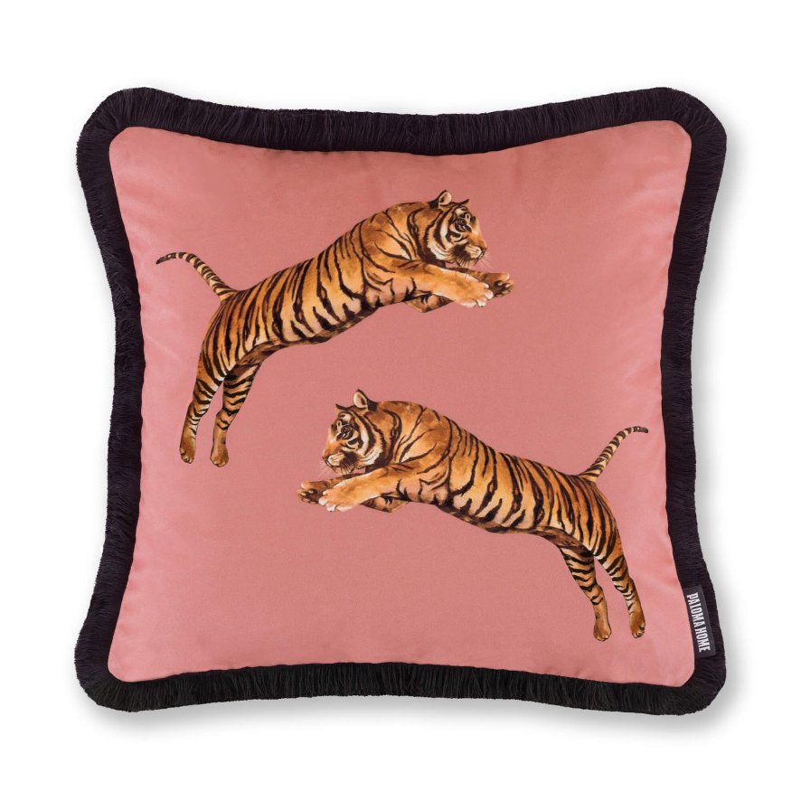 Paloma Home Paloma Home Cushions - Pouncing Tigers Fibre Fill Scatter Blossom