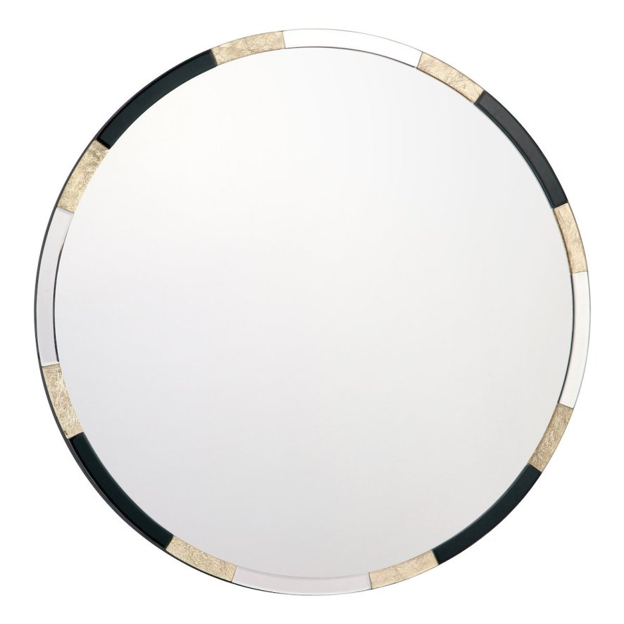 Dar Lighting Dar - Gadany Round Gold Leaf And Black Glass Mirror