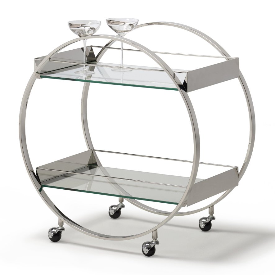 Kesterport Ltd Hammond - Drinks Trolley (Clear Glass Shelves)