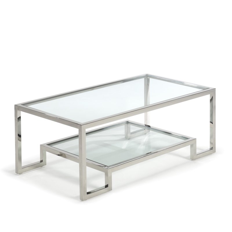 Kesterport Ltd Tribune - Coffee Table (Clear Glass Top/Shelf)