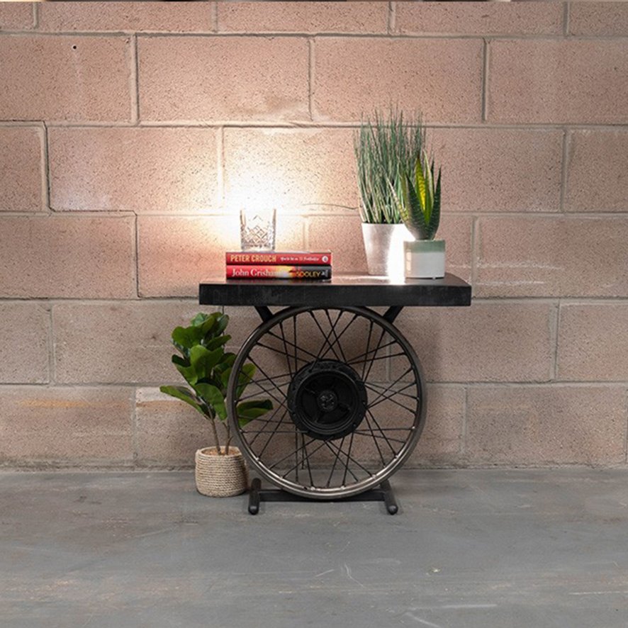 Samer Furniture Retro - Wheel Side Table (Black/Antique Silver)