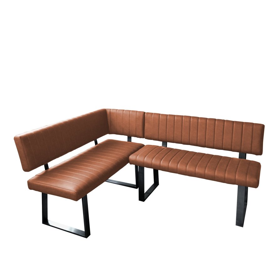 Roxburgh Corner Bench LH Tan Faux Leather • Roomes Furniture