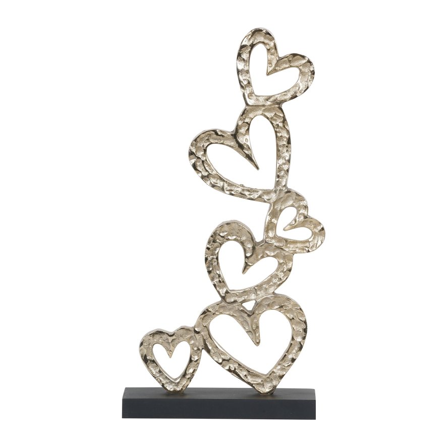 Libra Midnight Mayfair - Multi Hearts Sculpture on Black Wooden Base