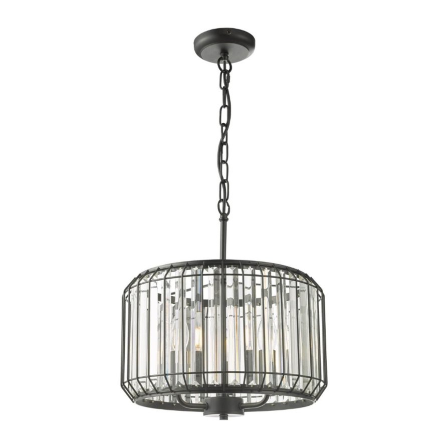 Dar Lighting Dar - Naeva 3 Light Pendant (Satin Black Crystal)