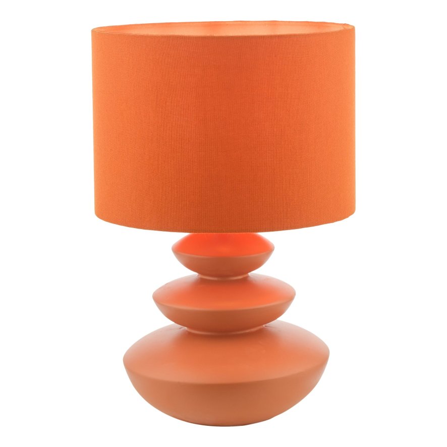 Dar Lighting Dar - Discus Ceramic Table Lamp Orange With Shade