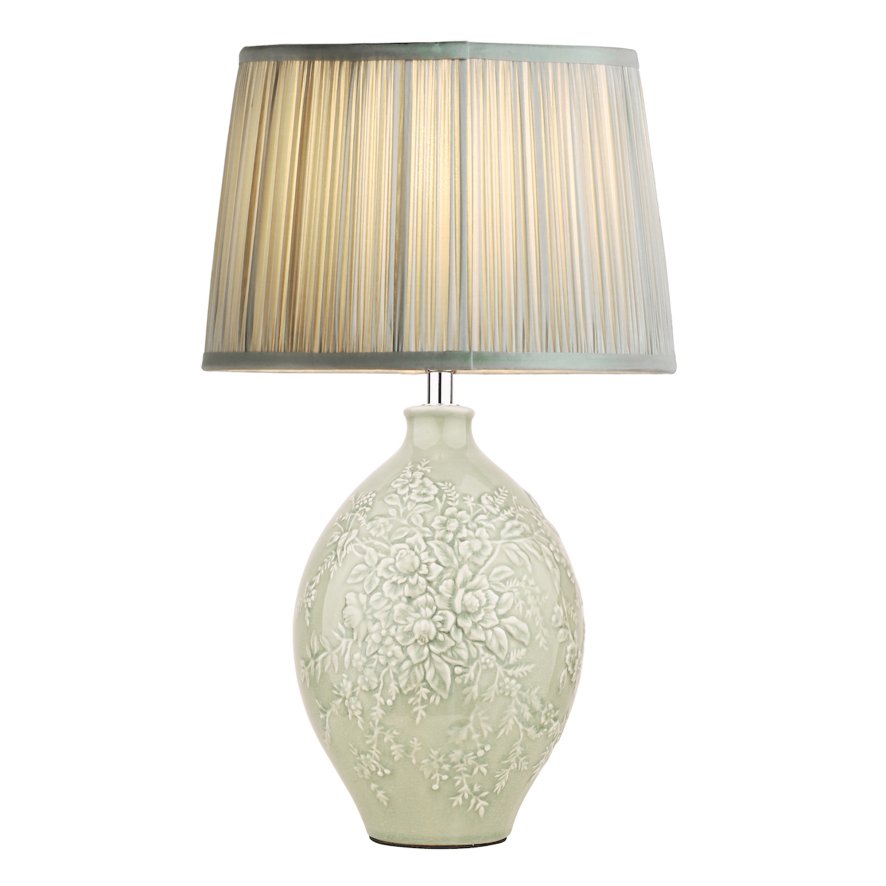 Laura Ashley Laura Ashley - Picardie Ceramic Table Lamp Green Polished Chrome Base Only