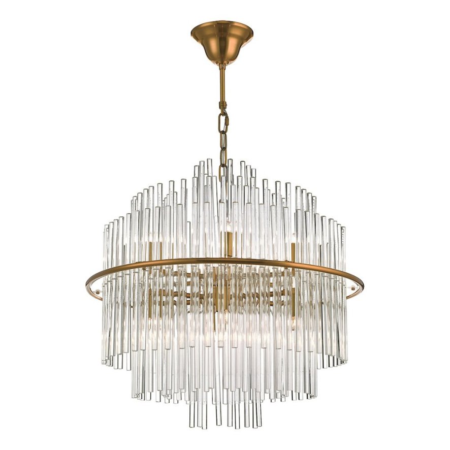 Dar Lighting Dar - Lukas 13 Light Pendant Brushed Antique Gold and Clear Glass