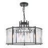Dar Lighting Dar - Kiran 5 Light Pendant Satin Black and Glass