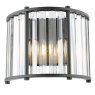 Dar Lighting Dar - Kiran 2 Light Wall Light Satin Black and Glass