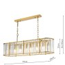 Dar Lighting Dar - Kiran 7 Light Bar Pendant Natural Brass and Glass