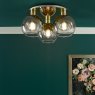 Dar Lighting Dar - Lycia 3 Light Flush Satin Gold and Gold Ombre Glass