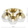 Dar Lighting Dar - Lycia 3 Light Flush Satin Gold and Gold Ombre Glass