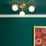 Dar Lighting Dar - Orlena 3 Light Flush Satin Gold and Opal Glass