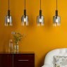 Dar Lighting Dar - Savannah 4 Light Bar Pendant Matt Black and Smoked Glass