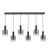 Dar Lighting Dar - Savannah 6 Light Bar Pendant Matt Black and Smoked Glass