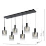 Dar Lighting Dar - Savannah 6 Light Bar Pendant Matt Black and Smoked Glass