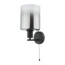 Dar Lighting Dar - Savannah Wall Light Matt Black and Smoked Glass