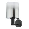 Dar Lighting Dar - Savannah Wall Light Matt Black and Smoked Glass