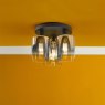 Dar Lighting Dar - Savannah 3 Light Flush Matt Black and Smoked Glass