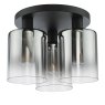 Dar Lighting Dar - Savannah 3 Light Flush Matt Black and Smoked Glass