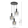 Dar Lighting Dar - Savannah 3 Light Cluster Pendant Matt Black and Smoked Glass